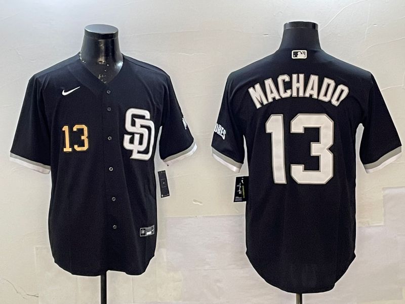 Men San Diego Padres 13 Machado Black Jointly Name Game Nike 2025 MLB Jersey style 3